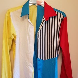 Funky Retro 90's Color Block Design Button Down